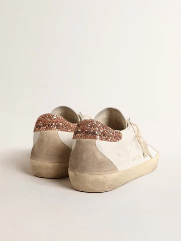 Super-Star avec étoile en daim et contrefort à paillettes rose pêche