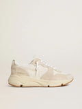 GGDB - Running Sole pour femme en toile avec étoile beige et contrefort en cuir lamé platine