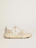 Running Sole pour femme en toile avec étoile beige et contrefort en cuir lamé platine