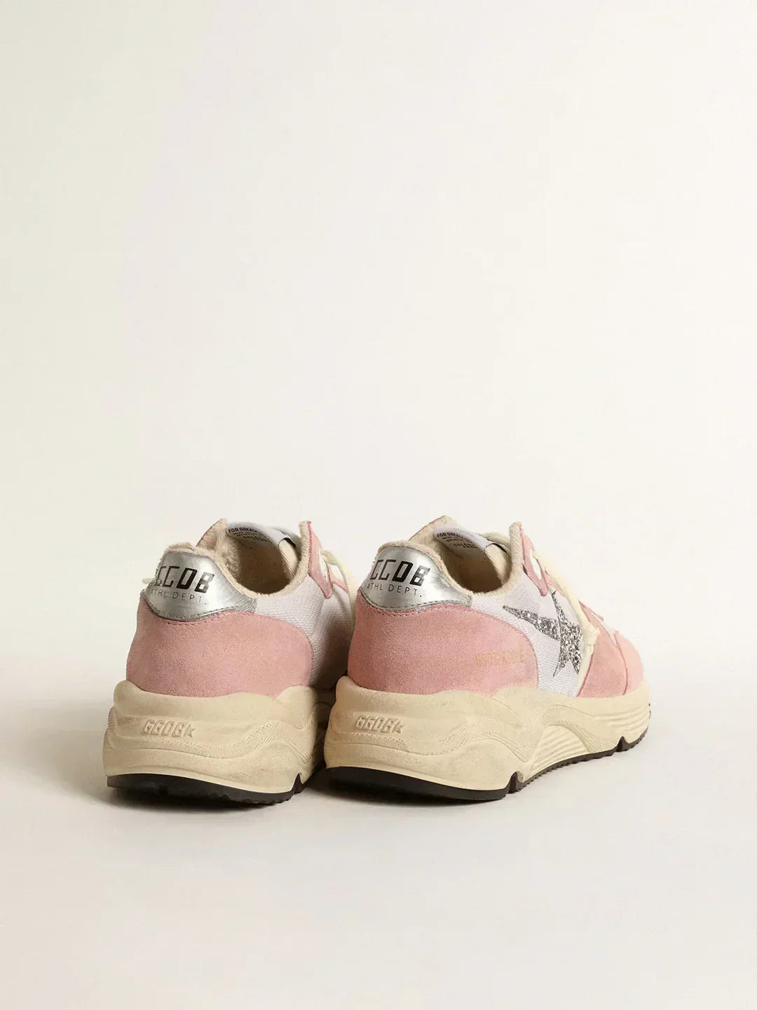 Running Sole pour femme en résille grise et daim avec étoile à paillettes argentées