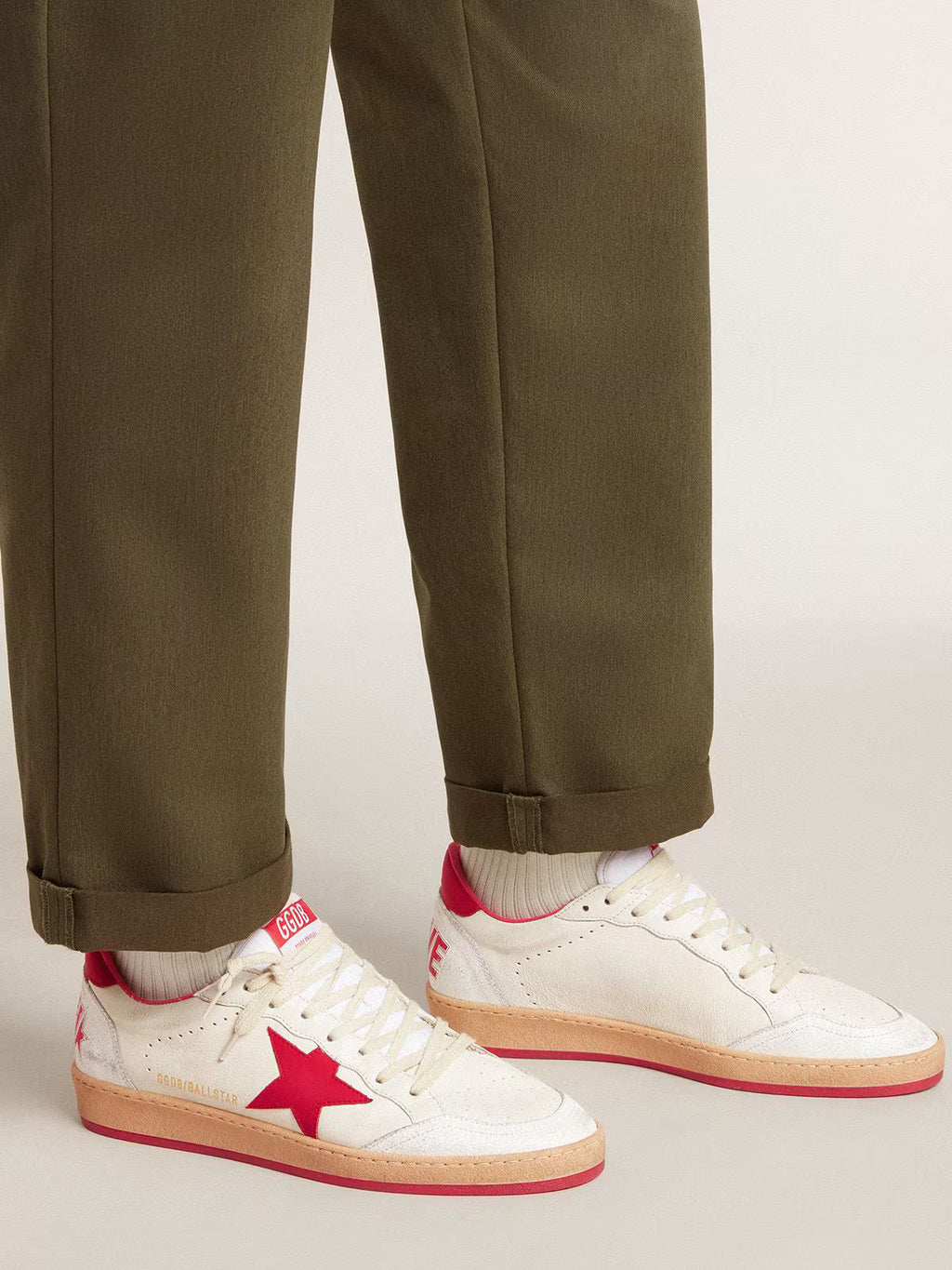 Ball Star Wishes pour homme en cuir blanc avec étoile et contrefort rouges