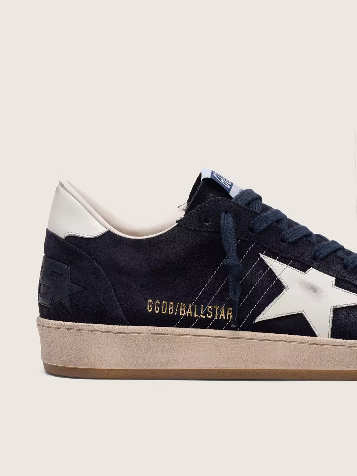 Ball Star homme en cuir velours bleu foncé avec étoile en cuir blanc