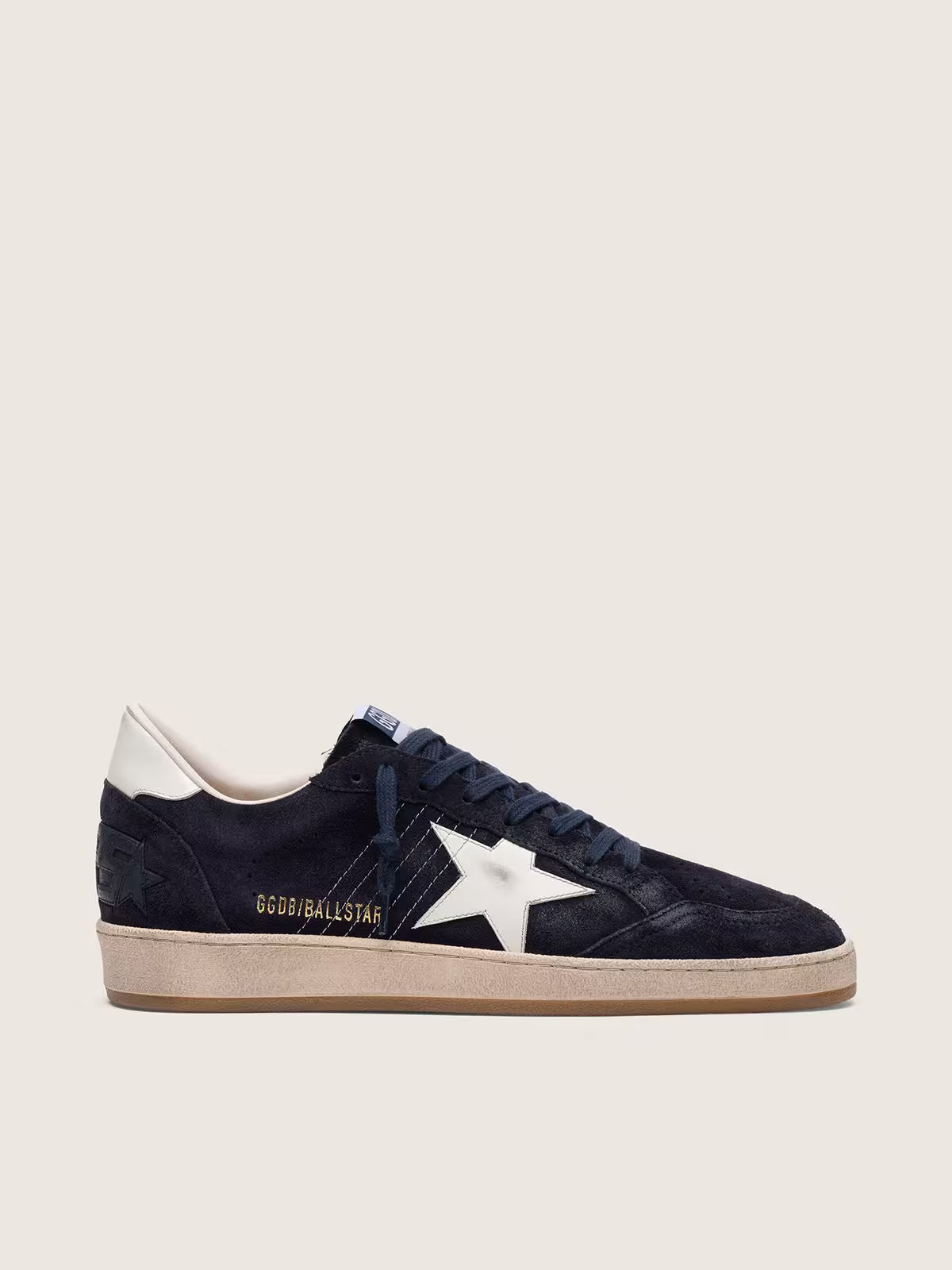 Ball Star homme en cuir velours bleu foncé avec étoile en cuir blanc