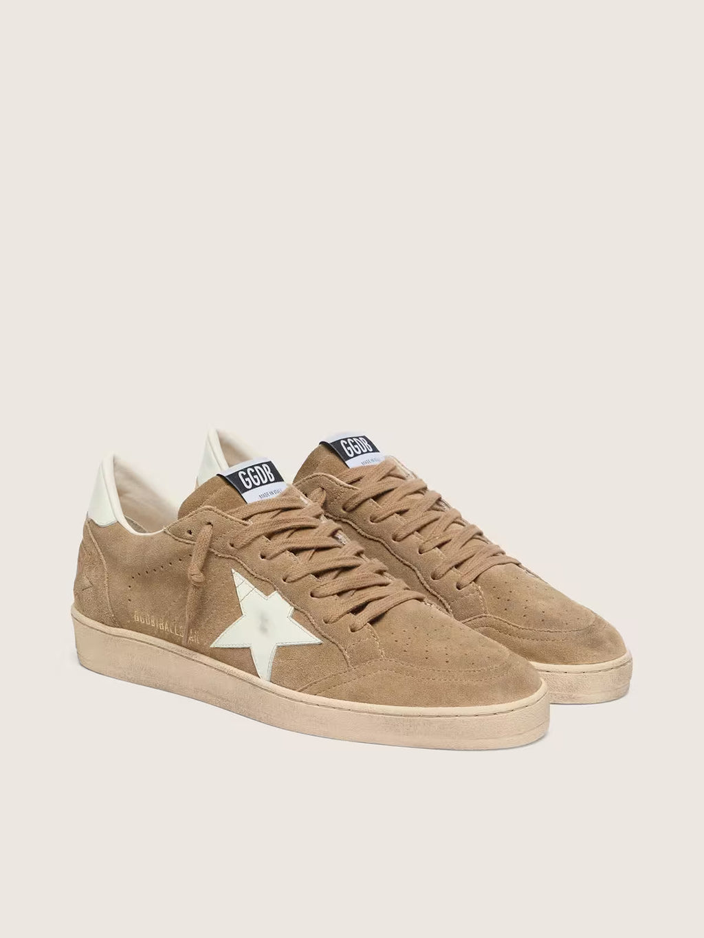 Ball Star homme en cuir velours marron avec étoile en cuir blanc