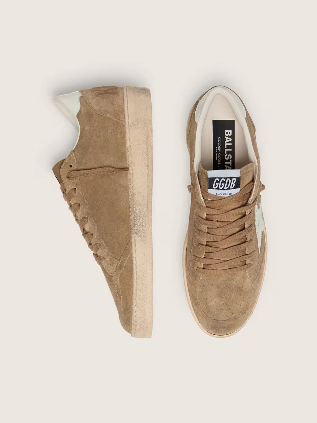 Ball Star homme en cuir velours marron avec étoile en cuir blanc