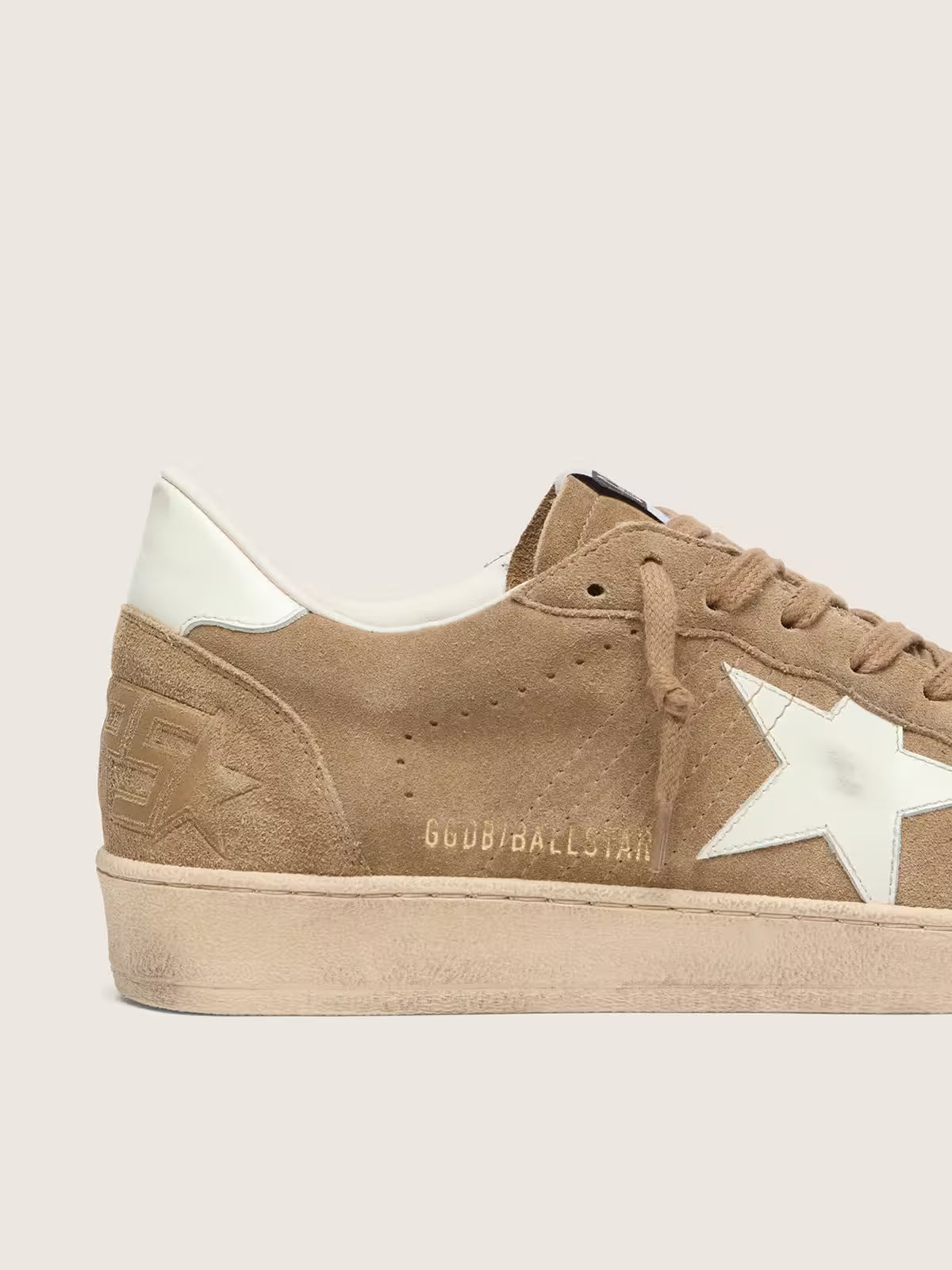Ball Star homme en cuir velours marron avec étoile en cuir blanc