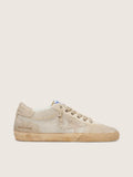 Super-Star LAB pour homme en résille et cuir velours blanc et beige