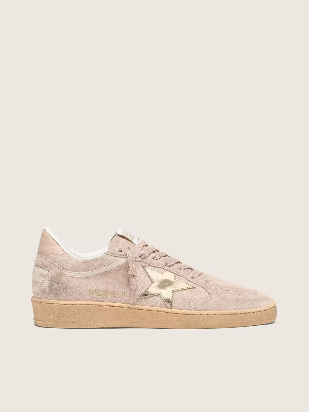 Ball Star pour femme en cuir velours rose poudré avec étoile lamée dorée