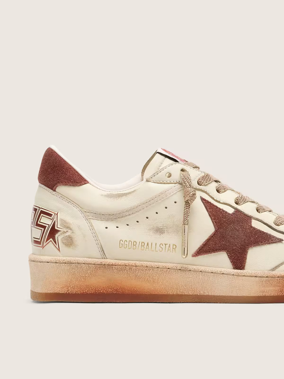Ball Star femme en cuir blanc avec étoile et empiècement en cuir rouille
