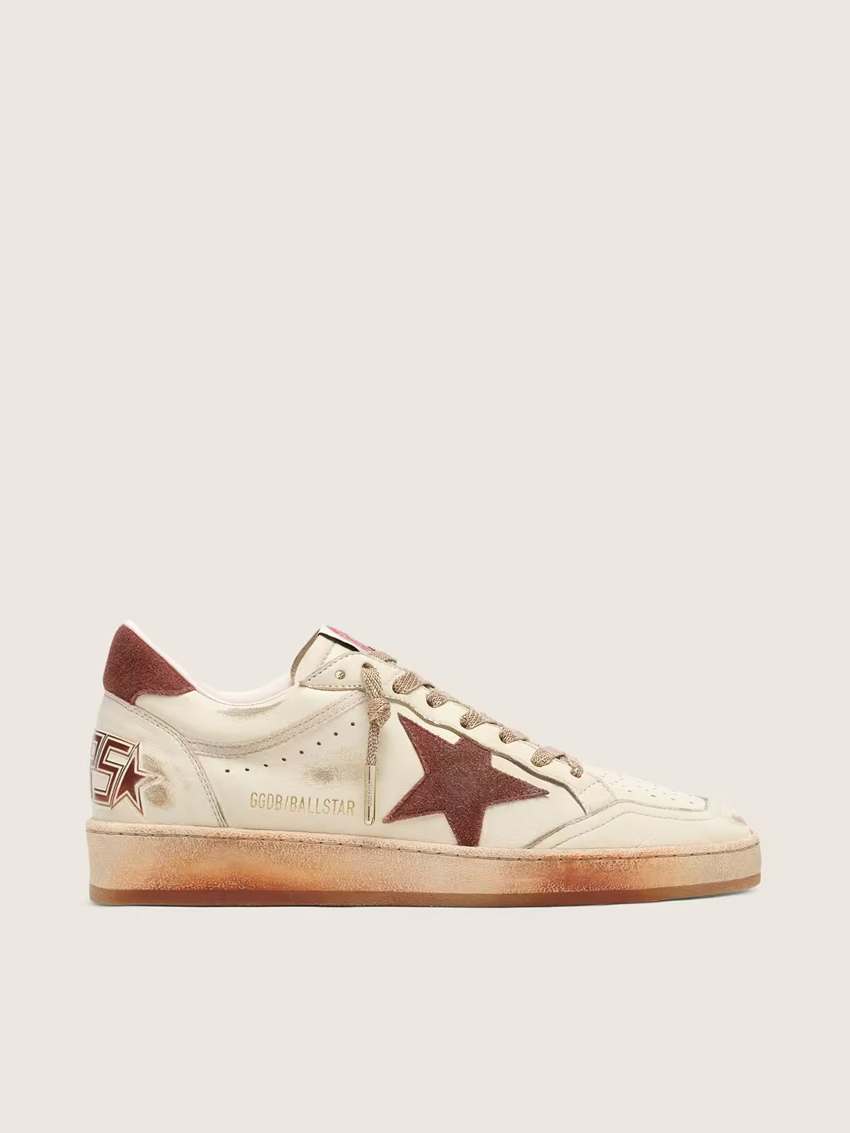 Ball Star femme en cuir blanc avec étoile et empiècement en cuir rouille
